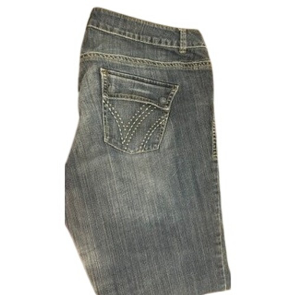 Venezia Blue Straight Leg Jeans Size 24 Medium Wash Stretch Denim 31.5 Inseam